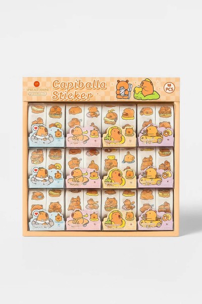 Набор декоративного скотча "Capybara and food", mix, шоу-бокс 12 шт. 
