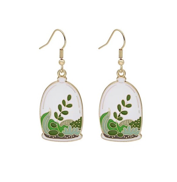 Серьги GIRLY "Green leaf" 