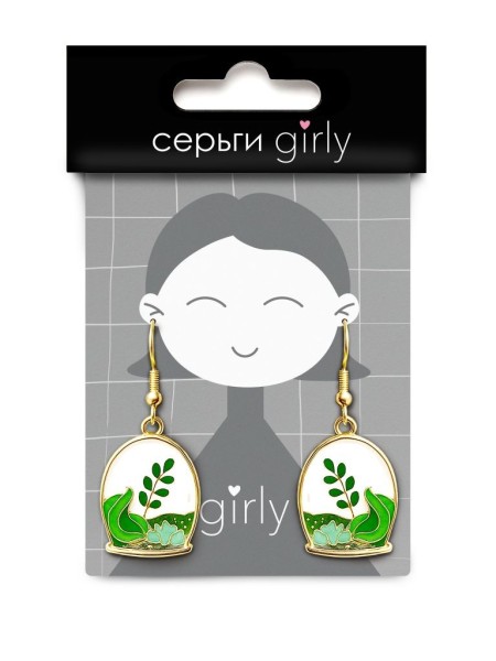 Серьги GIRLY "Green leaf" 