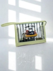 Косметичка "Dachshund on a skateboard", green (22*6*17 см)