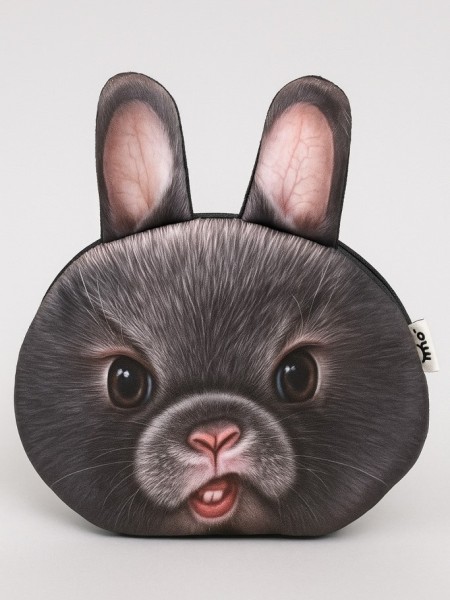 Кошелёк плюшевый "Serious hare", grey (11*10 cm) 