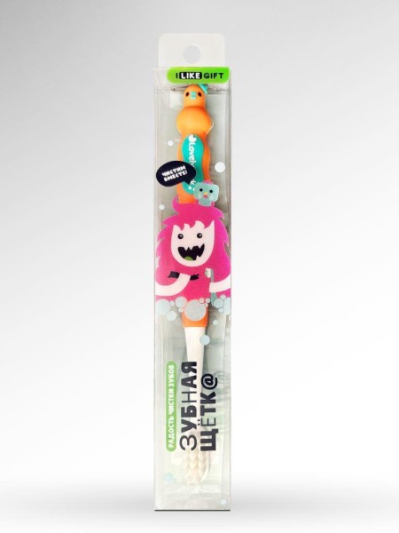 Зубная щётка для взрослых iLikeGift "Birdie bite", orange (19 см) 