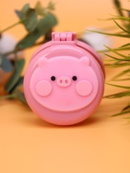 Расческа раскладная с зеркалом  "Piggy folding", pink
