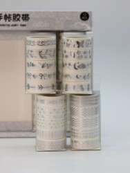Набор декоративного скотча 5 шт. "Silver pattern", mix  (1.5м*2м)