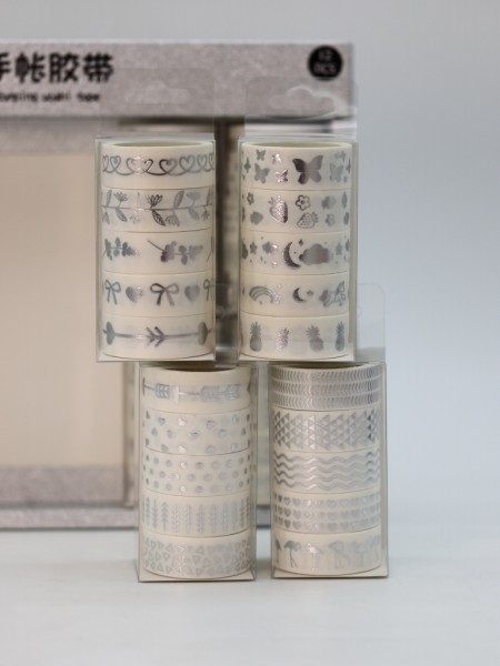 Набор декоративного скотча 5 шт. "Silver pattern", mix  (1.5м*2м) 