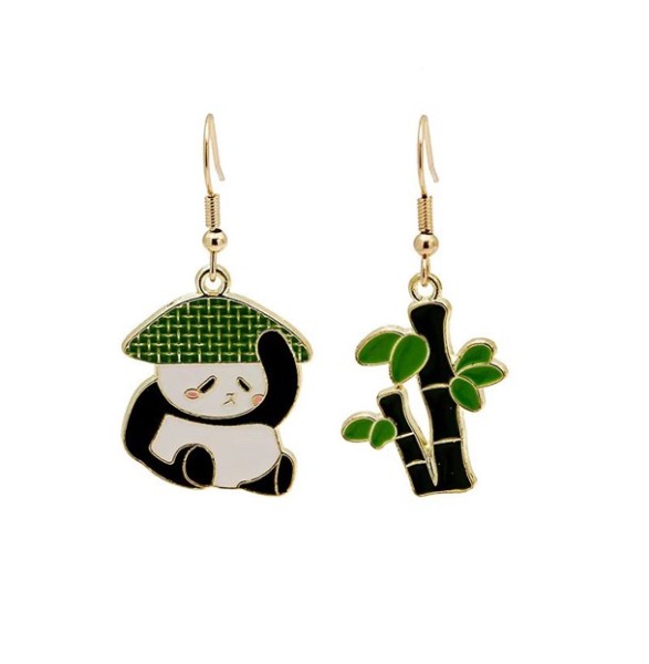 Серьги GIRLY "Panda with bamboo" 