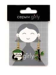 Серьги GIRLY "Panda with bamboo"