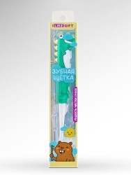 Зубная щётка для взрослых iLikeGift "Tiny Rawr", green (10 см)