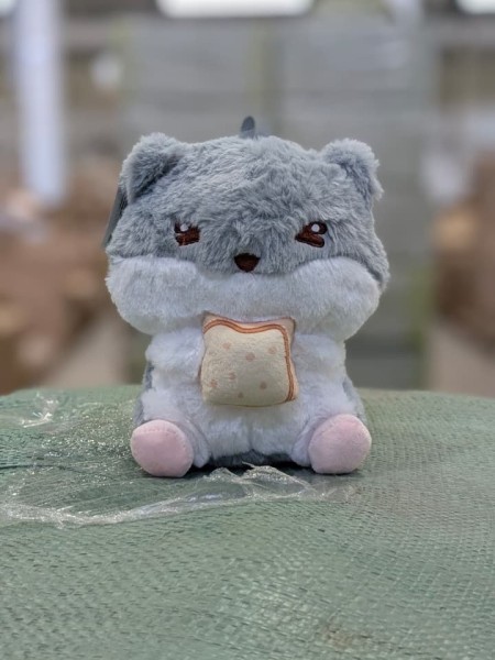 Мягкая игрушка "Hamster breakfast", gray, 20 см 