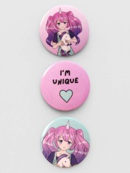 Набор значков 3 шт. iLikeGift Аниме "I'm unique unicorn girl"
