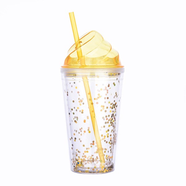 Тамблер "Блёстки", yellow 