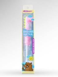 Зубная щётка для взрослых iLikeGift "Tiny Rawr", pink (10 см)