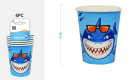 Набор бумажных стаканов 6 шт. "Cool shark", (9 см)
